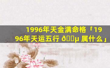 1996年天金满命格「1996年天运五行 🌵 属什么」
